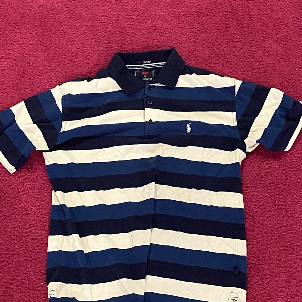 Polo by Ralph Lauren Navy, Royal Blue & White Striped Polo